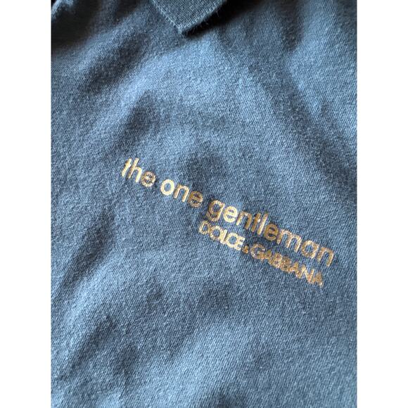 Dolce & Gabbana L/XL Blue/Gray Gentleman Long Sleeve Cotton Fitted Polo - Picture 3 of 10